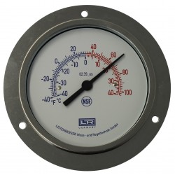Termómetro de HVAC Leitenberger 02.39 Caja de Panel Analógico SS