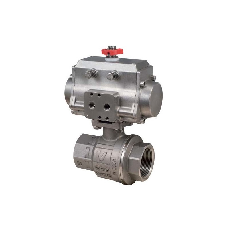 Pneumatic Air Actuated Stainless Ball Valve 3/4" Inch Double Acting Air Return 