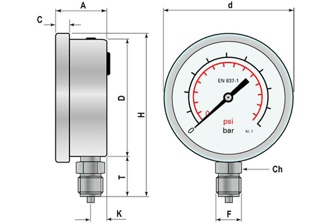 Leiteinberger Pressure Gauge NH3 Type R